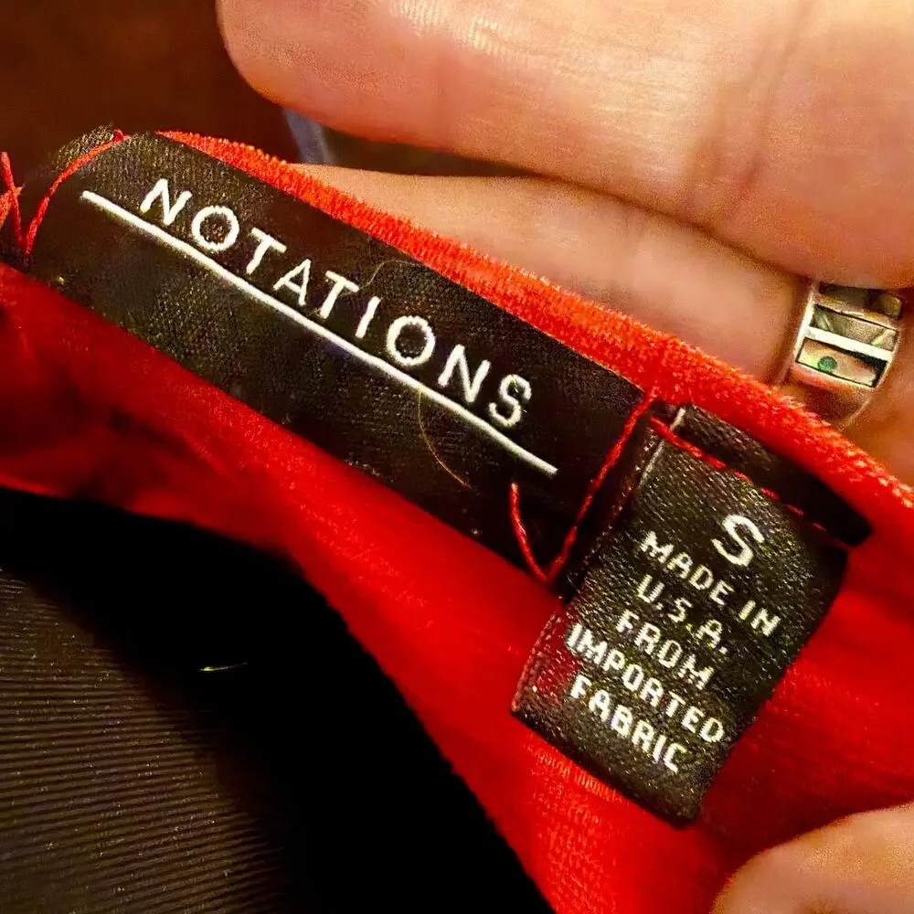 Notations Hot Orange & Red Ruffled Layered Stretchy Top Sz S - Picture 5 of 6